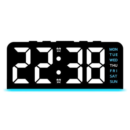 GH8033 LED Digital Clock Date Temperature Display Ambient Light Dual Alarm Smart Desktop Clock