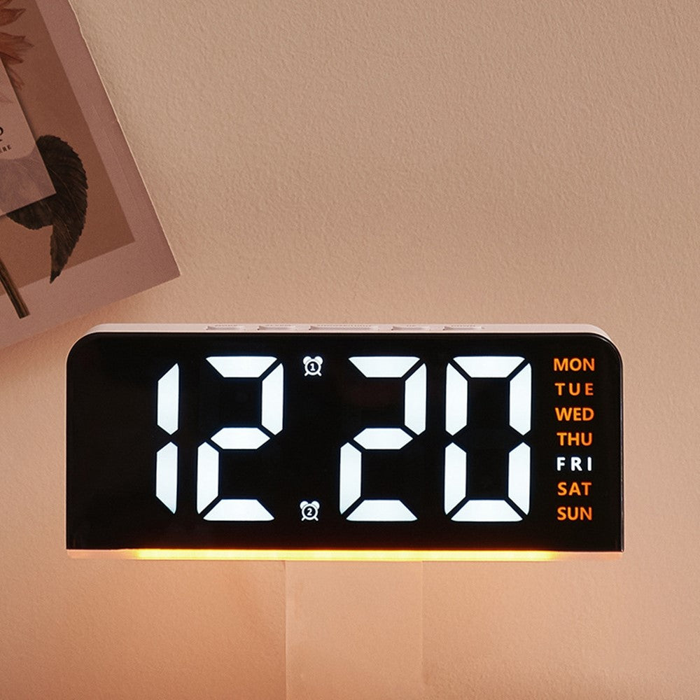 GH8033 LED Digital Clock Date Temperature Display Ambient Light Dual Alarm Smart Desktop Clock