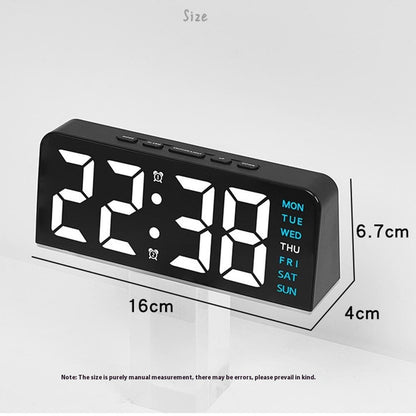 GH8033 LED Digital Clock Date Temperature Display Ambient Light Dual Alarm Smart Desktop Clock