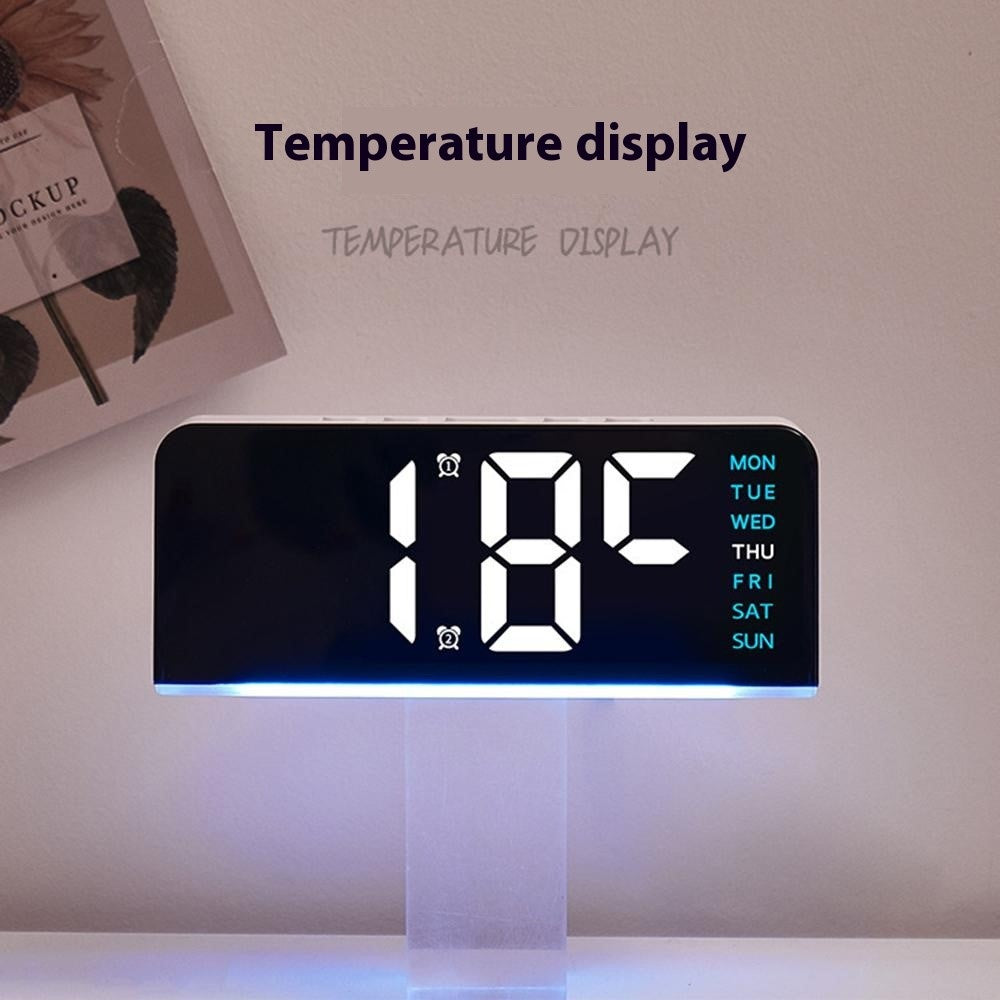 GH8033 LED Digital Clock Date Temperature Display Ambient Light Dual Alarm Smart Desktop Clock
