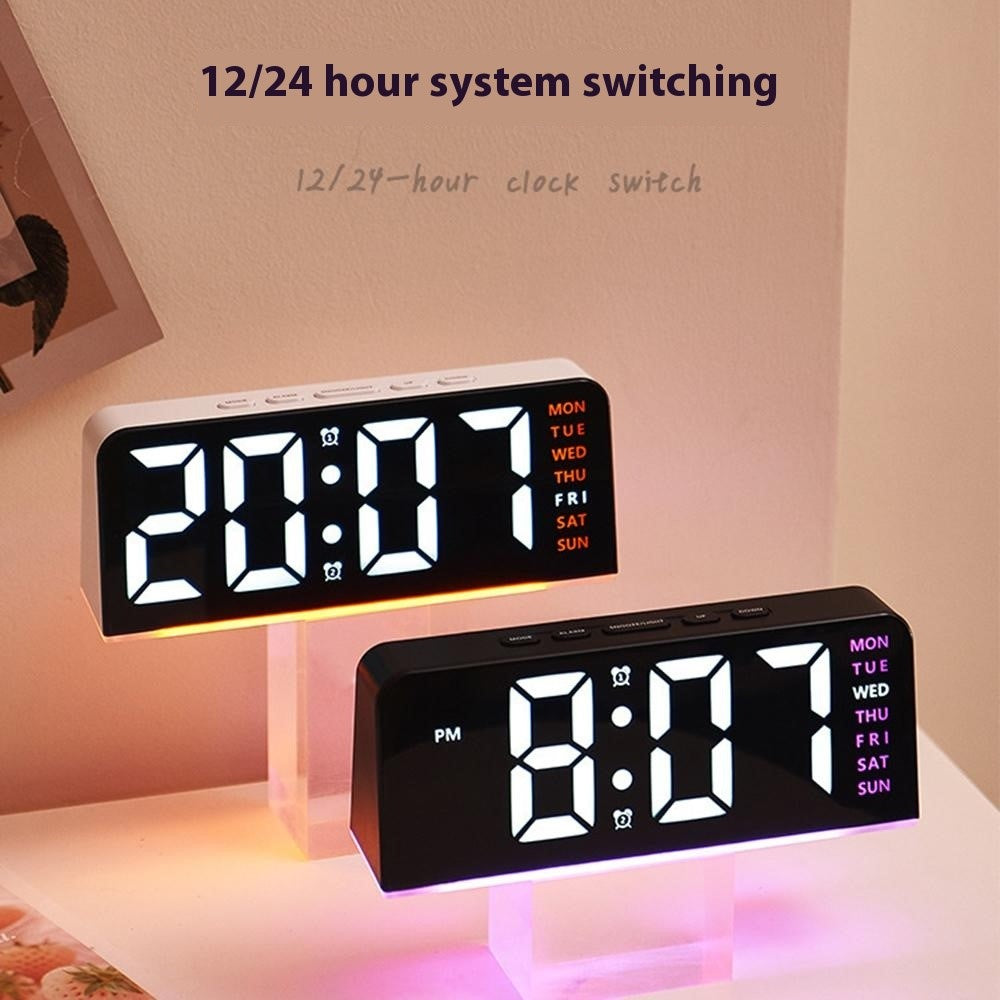 GH8033 LED Digital Clock Date Temperature Display Ambient Light Dual Alarm Smart Desktop Clock