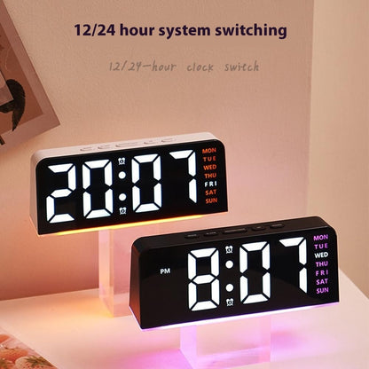 GH8033 LED Digital Clock Date Temperature Display Ambient Light Dual Alarm Smart Desktop Clock