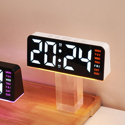 GH8033 LED Digital Clock Date Temperature Display Ambient Light Dual Alarm Smart Desktop Clock