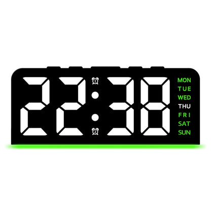 GH8033 LED Digital Clock Date Temperature Display Ambient Light Dual Alarm Smart Desktop Clock