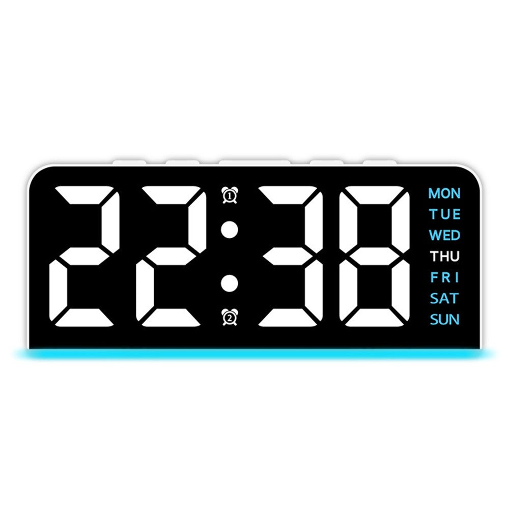 GH8033 LED Digital Clock Date Temperature Display Ambient Light Dual Alarm Smart Desktop Clock