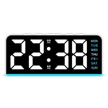 GH8033 LED Digital Clock Date Temperature Display Ambient Light Dual Alarm Smart Desktop Clock