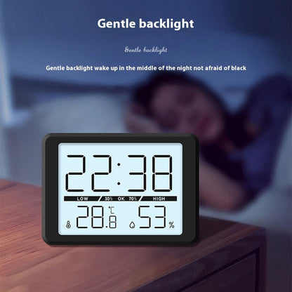 2308 Ultra Thin Magnetic LCD Digital Clock Bedside Temperature Humidity Display Alarm Clock