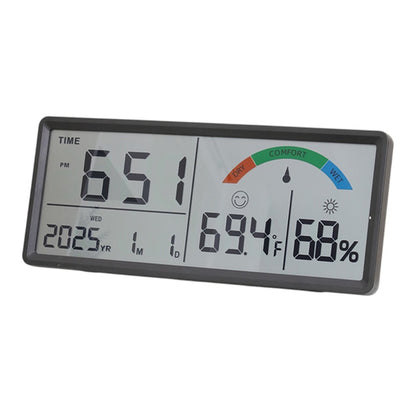 9554 LCD Digital Wall Clock Temperature Humidity Display Multi-Function Large Screen Clock