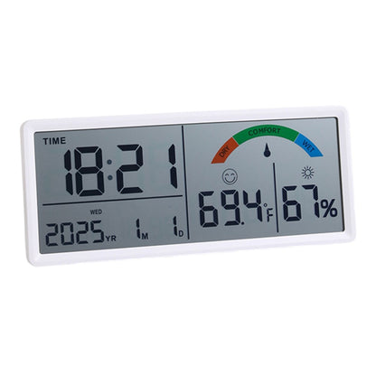 9554 LCD Digital Wall Clock Temperature Humidity Display Multi-Function Large Screen Clock