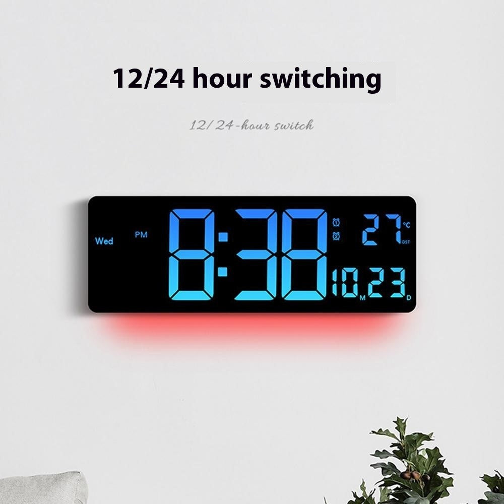 6658RGB 16 Inch RGB Color Changing Wall Clock Living Room Large Screen Digital Electronic Clock