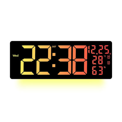 6669RGB LED RGB Color Changing Wall Clock Living Room Week Time Temperature Date Display Alarm Clock
