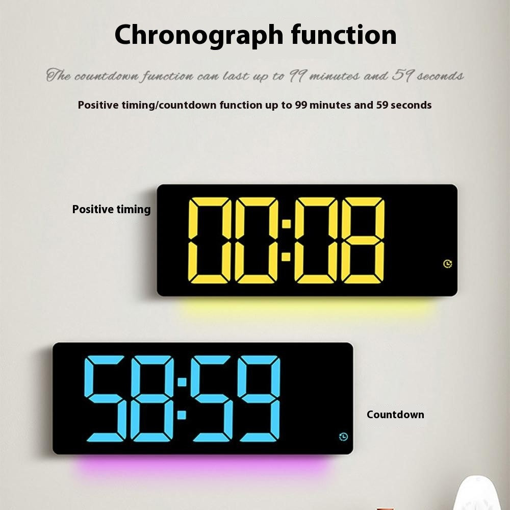 6669RGB LED RGB Color Changing Wall Clock Living Room Week Time Temperature Date Display Alarm Clock