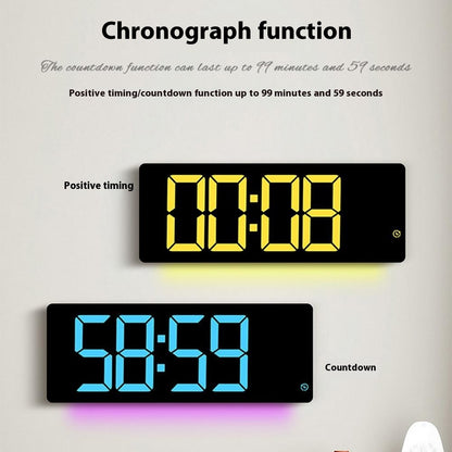 6669RGB LED RGB Color Changing Wall Clock Living Room Week Time Temperature Date Display Alarm Clock