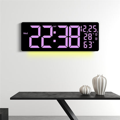 6669RGB LED RGB Color Changing Wall Clock Living Room Week Time Temperature Date Display Alarm Clock