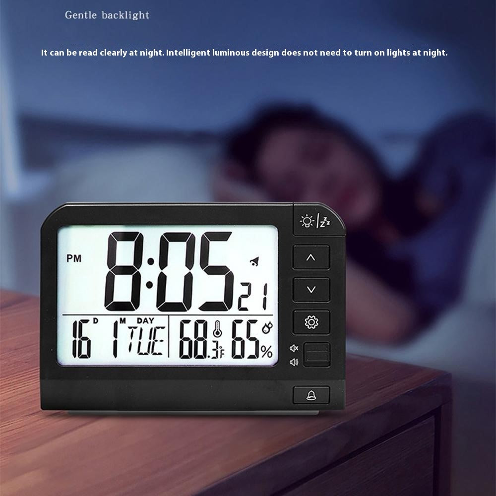 YD109 LCD Digital Alarm Clock Large Display Temperature Humidity Display Bedside Backlight Clock