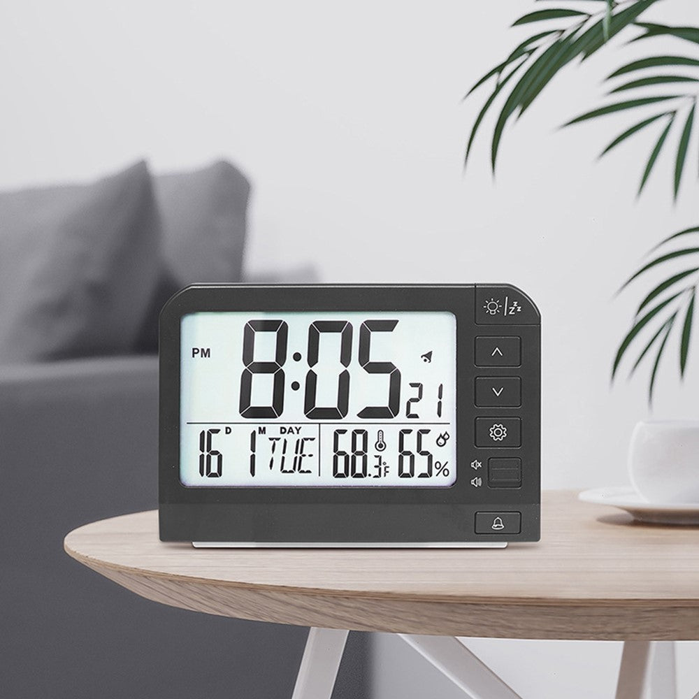 YD109 LCD Digital Alarm Clock Large Display Temperature Humidity Display Bedside Backlight Clock