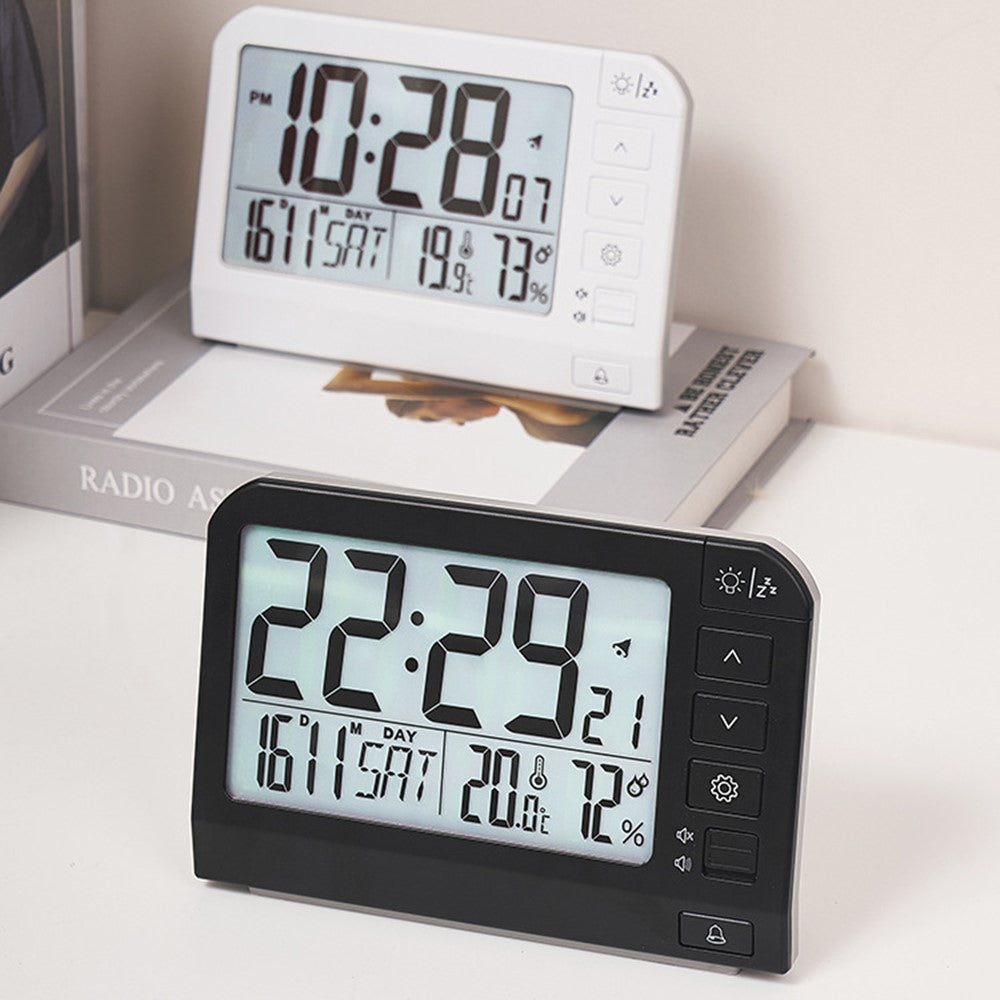 YD109 LCD Digital Alarm Clock Large Display Temperature Humidity Display Bedside Backlight Clock