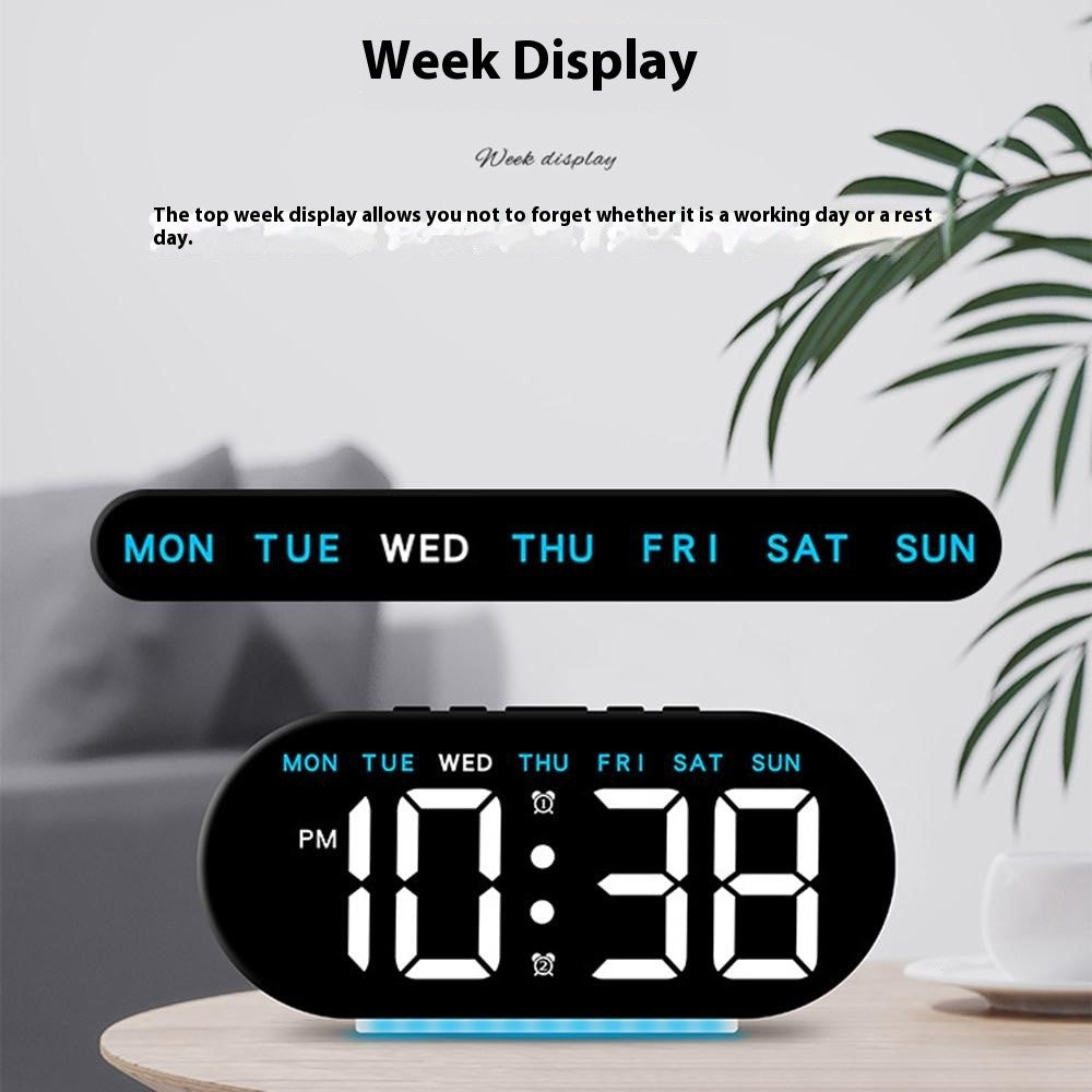 GH8035 Multifunctional LED Digital Alarm Clock Large Display Bedside Clock with Ambient Light