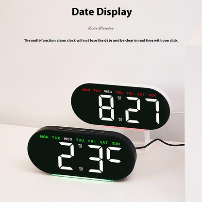 GH8035 Multifunctional LED Digital Alarm Clock Large Display Bedside Clock with Ambient Light