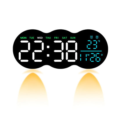 2808 Digital LED Wall Clock Living Room Multi-Function Temperature Date Display Alarm Clock with Light