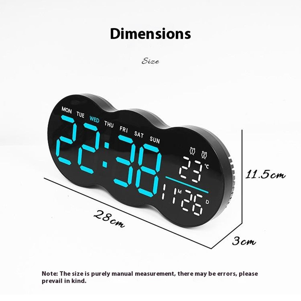 2808 Digital LED Wall Clock Living Room Multi-Function Temperature Date Display Alarm Clock with Light