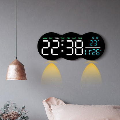 2808 Digital LED Wall Clock Living Room Multi-Function Temperature Date Display Alarm Clock with Light