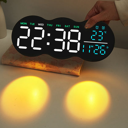 2808 Digital LED Wall Clock Living Room Multi-Function Temperature Date Display Alarm Clock with Light