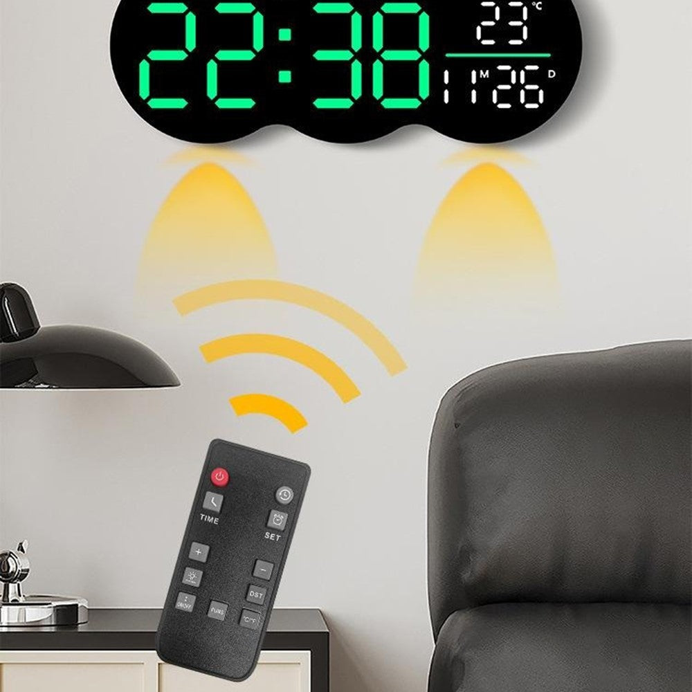 2808 Digital LED Wall Clock Living Room Multi-Function Temperature Date Display Alarm Clock with Light