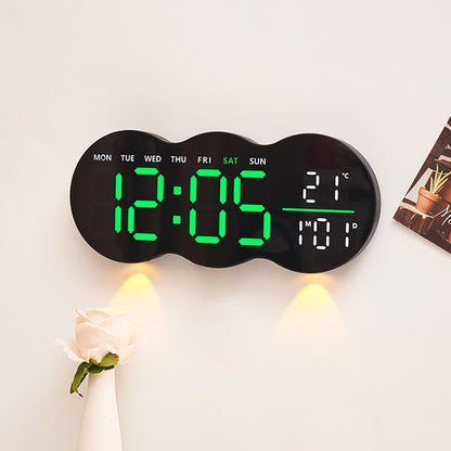 2808 Digital LED Wall Clock Living Room Multi-Function Temperature Date Display Alarm Clock with Light