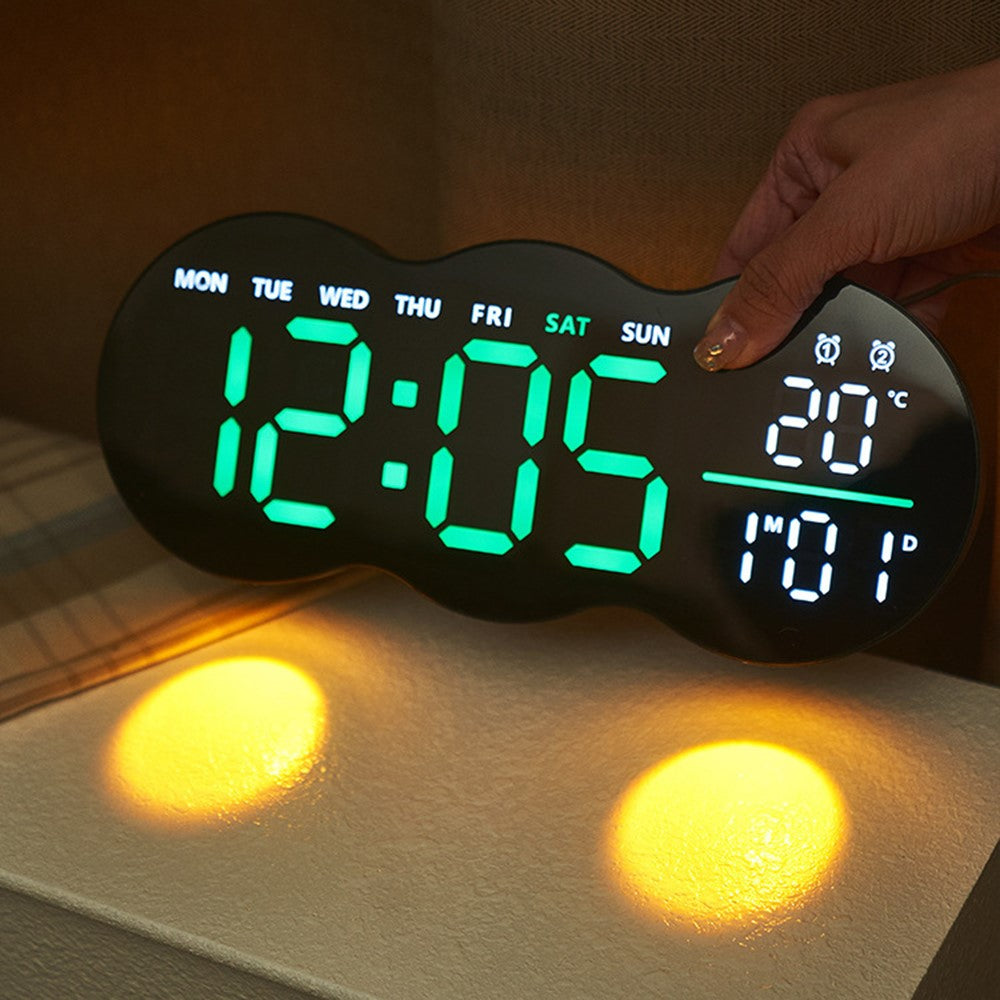 2808 Digital LED Wall Clock Living Room Multi-Function Temperature Date Display Alarm Clock with Light