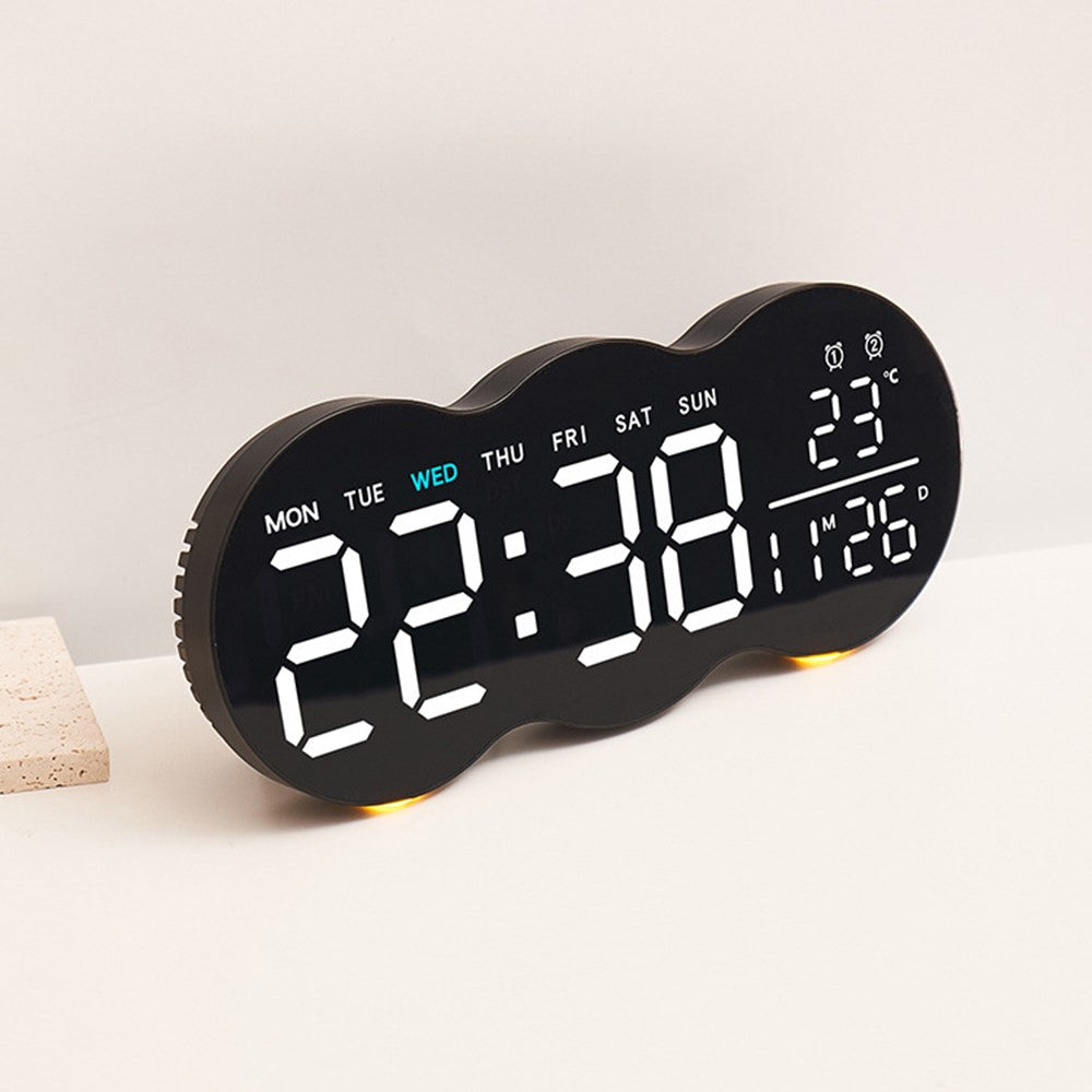 2808 Digital LED Wall Clock Living Room Multi-Function Temperature Date Display Alarm Clock with Light