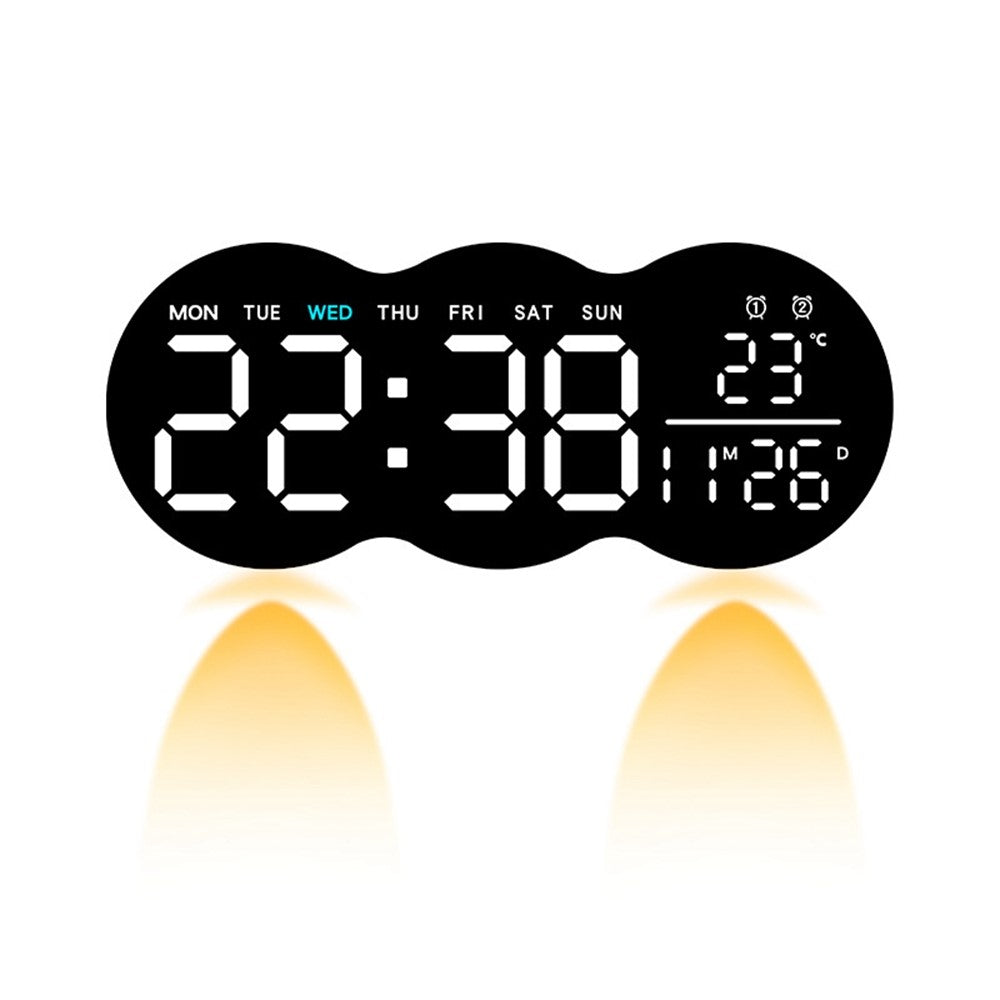 2808 Digital LED Wall Clock Living Room Multi-Function Temperature Date Display Alarm Clock with Light