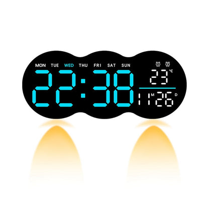 2808 Digital LED Wall Clock Living Room Multi-Function Temperature Date Display Alarm Clock with Light