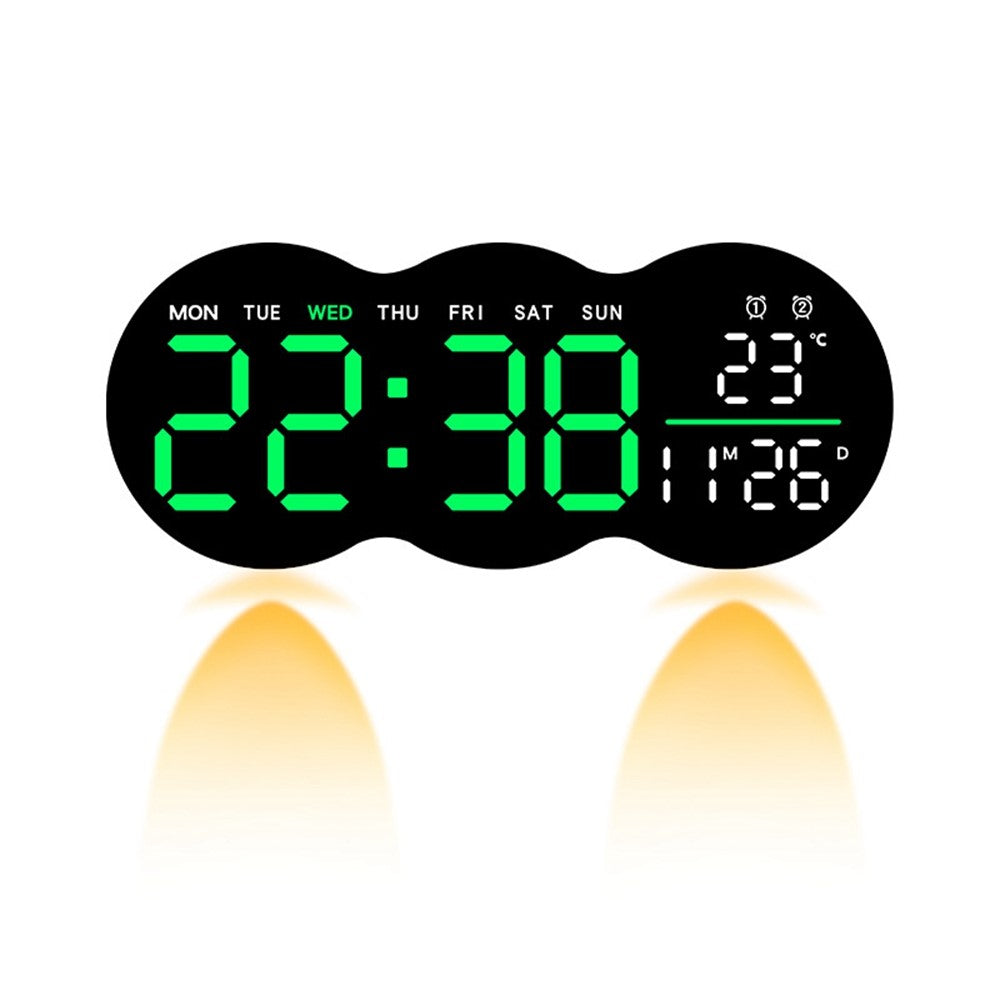 2808 Digital LED Wall Clock Living Room Multi-Function Temperature Date Display Alarm Clock with Light