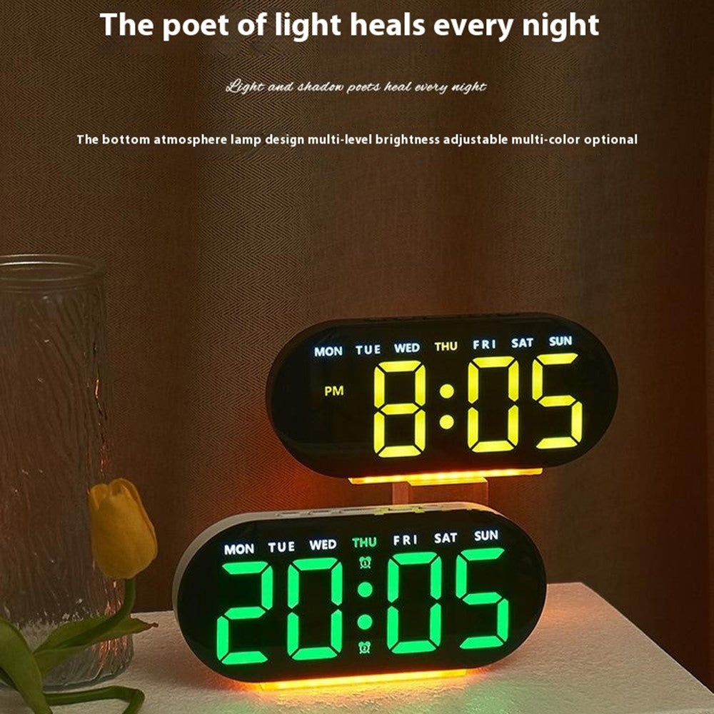 GH9003 Multifunctional LED Digital Clock Temperature Display Ambient Light Bedside Clock