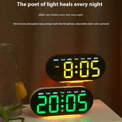 GH9003 Multifunctional LED Digital Clock Temperature Display Ambient Light Bedside Clock