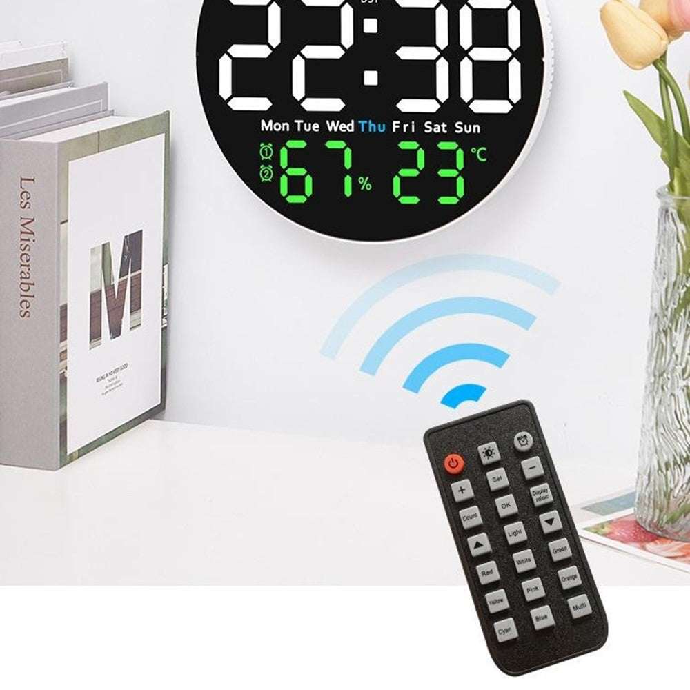 6672 Multifunctional Wall Clock Night Light Temperature Humidity Display Silent Electronic Clock