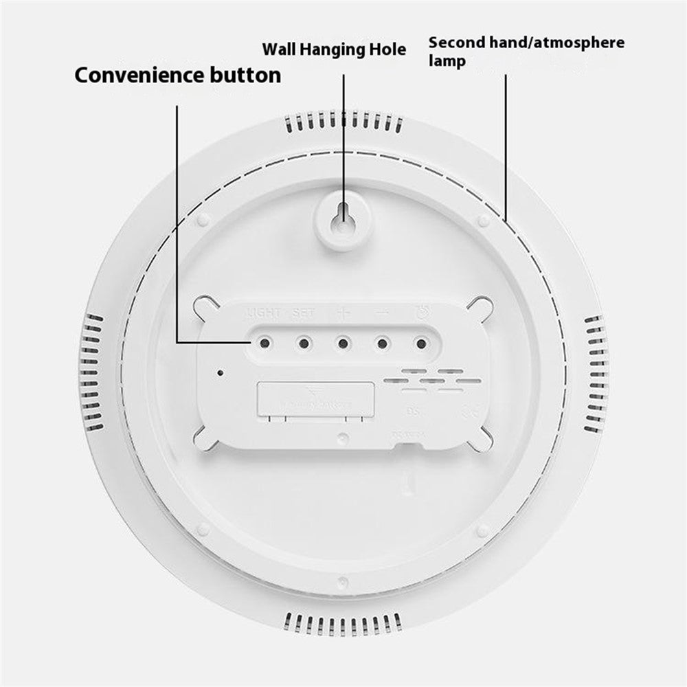 6672 Multifunctional Wall Clock Night Light Temperature Humidity Display Silent Electronic Clock