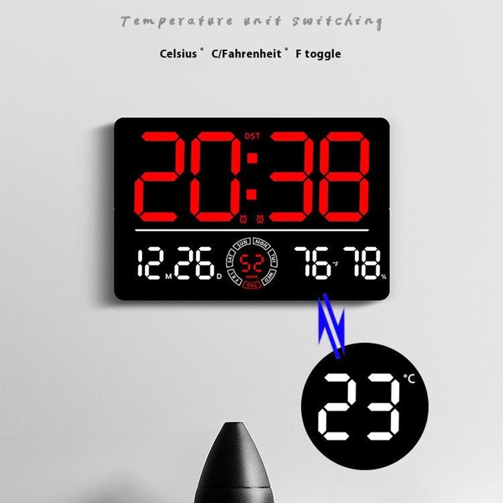 6667 LED Digital Wall Clock Living Room Modern Minimalist Electronic Clock with Temperature / Humidity Display