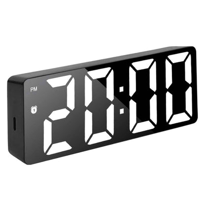 LED Digital Alarm Clock for Students Mirror Surface Desktop Clock with Voice Control Function