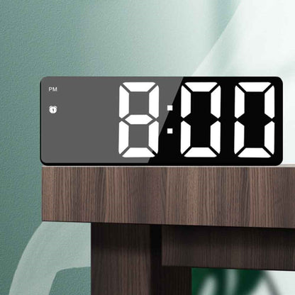 LED Digital Alarm Clock for Students Mirror Surface Desktop Clock with Voice Control Function