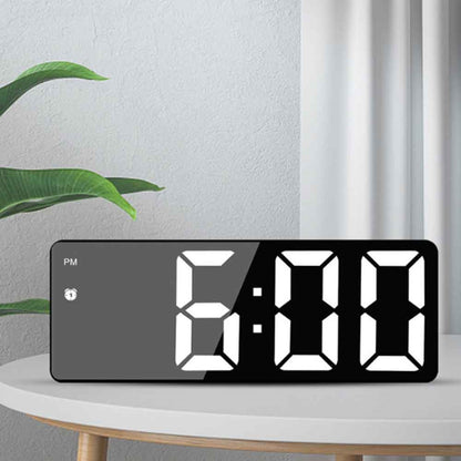 LED Digital Alarm Clock for Students Mirror Surface Desktop Clock with Voice Control Function