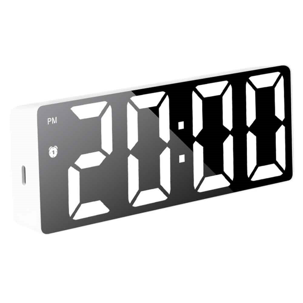 LED Digital Alarm Clock for Students Mirror Surface Desktop Clock with Voice Control Function