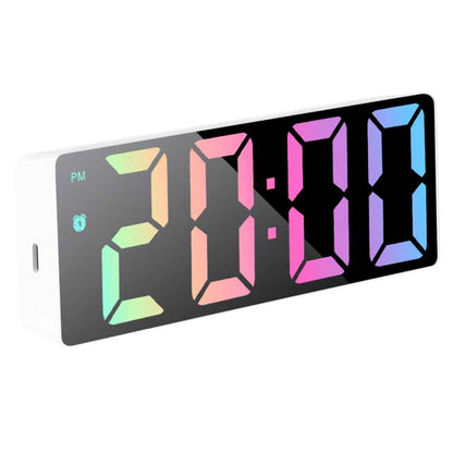 LED Digital Alarm Clock for Students Mirror Surface Desktop Clock with Voice Control Function