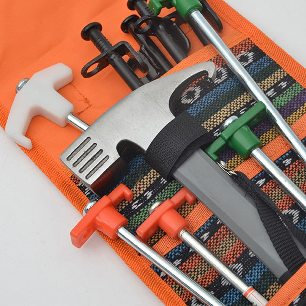 Camping Hammer Heavy Duty with Tent Stake Remover Steel Tent Hammer TPR Covered Handle Tent Mallet with Holding Strap