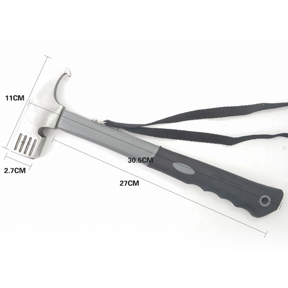 Camping Hammer Heavy Duty with Tent Stake Remover Steel Tent Hammer TPR Covered Handle Tent Mallet with Holding Strap