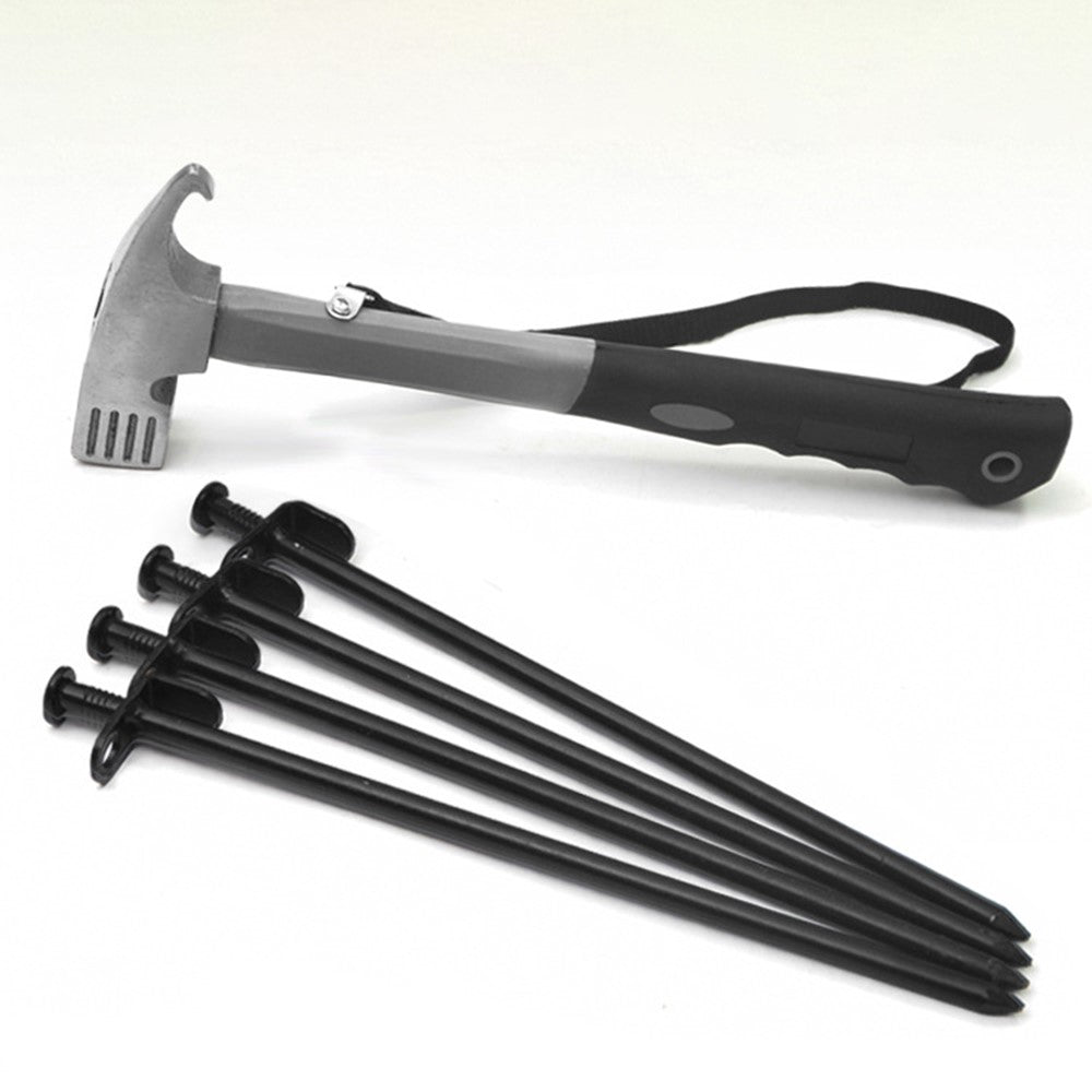 Camping Hammer Heavy Duty with Tent Stake Remover Steel Tent Hammer TPR Covered Handle Tent Mallet with Holding Strap