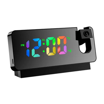 S282 Multifunctional Creative Alarm Clock Electronic Digital Time Temperature Calendar Color Screen Projection Alarm Clock (Colorful Version)