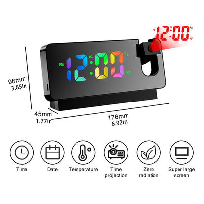 S282 Multifunctional Creative Alarm Clock Electronic Digital Time Temperature Calendar Color Screen Projection Alarm Clock (Colorful Version)