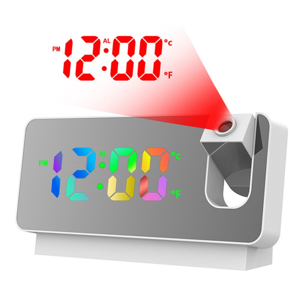 S282 Multifunctional Creative Alarm Clock Electronic Digital Time Temperature Calendar Color Screen Projection Alarm Clock (Colorful Version)